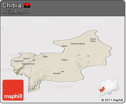 Shaded Relief Panoramic Map of Chibia, cropped outside