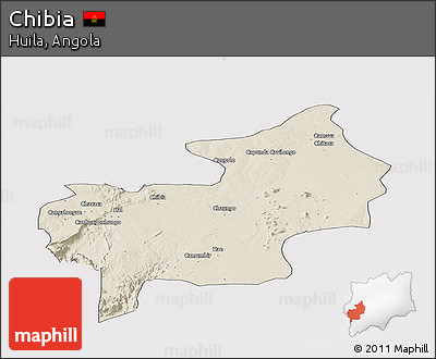 Shaded Relief Panoramic Map of Chibia, cropped outside