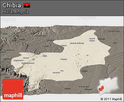 Shaded Relief Panoramic Map of Chibia, darken
