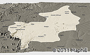 Shaded Relief Panoramic Map of Chibia, darken