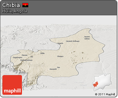 Shaded Relief Panoramic Map of Chibia, lighten, semi-desaturated