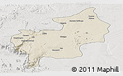 Shaded Relief Panoramic Map of Chibia, lighten, semi-desaturated