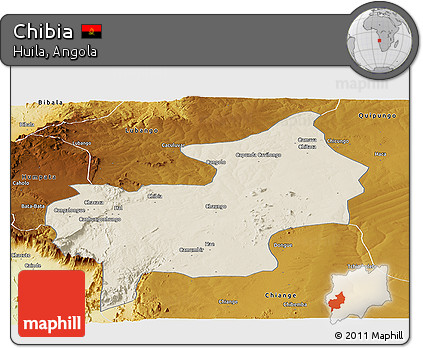 Shaded Relief Panoramic Map of Chibia, physical outside