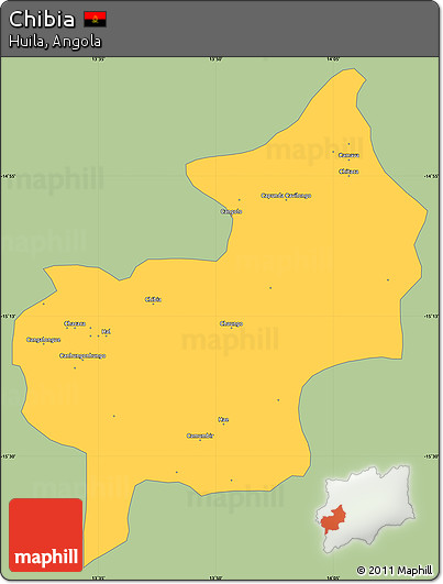 Savanna Style Simple Map of Chibia, single color outside