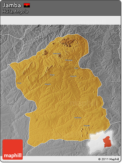 Physical 3D Map of Jamba, desaturated