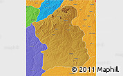 Physical 3D Map of Jamba, political outside
