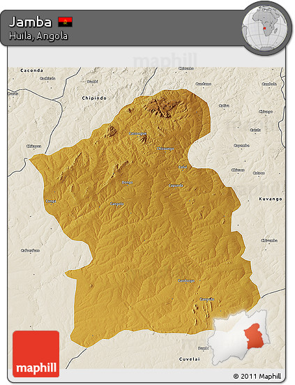 Physical 3D Map of Jamba, shaded relief outside