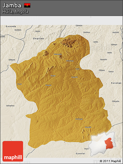 Physical 3D Map of Jamba, shaded relief outside