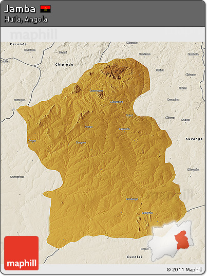 Physical 3D Map of Jamba, shaded relief outside