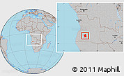Gray Location Map of Jamba, within the entire country