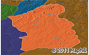 Political Panoramic Map of Jamba, darken