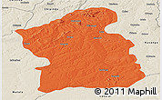 Political Panoramic Map of Jamba, shaded relief outside