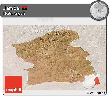Satellite Panoramic Map of Jamba, lighten