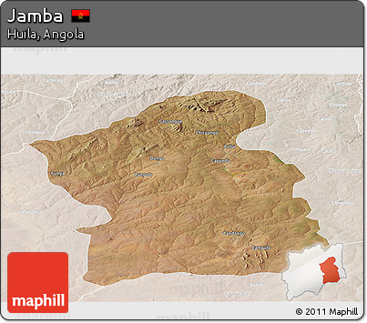 Satellite Panoramic Map of Jamba, lighten