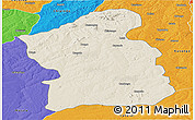 Shaded Relief Panoramic Map of Jamba, political outside