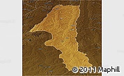Physical Panoramic Map of Kuvango, darken