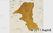 Physical Panoramic Map of Kuvango, shaded relief outside