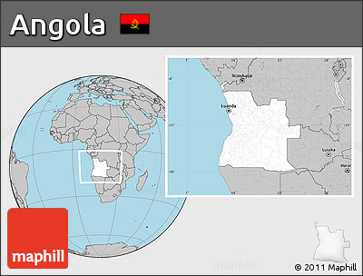 Blank Location Map of Angola, gray outside