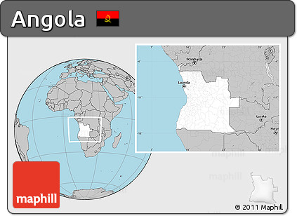 Blank Location Map of Angola, gray outside
