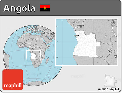 Blank Location Map of Angola, gray outside