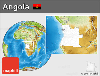 Blank Location Map of Angola, physical outside