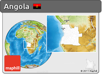 Blank Location Map of Angola, physical outside