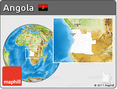 Blank Location Map of Angola, physical outside