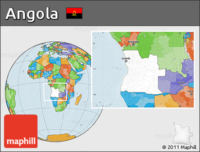Blank Location Map of Angola, political outside