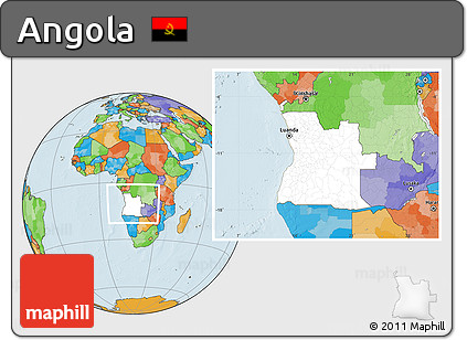 Blank Location Map of Angola, political outside