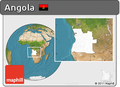 Blank Location Map of Angola, satellite outside