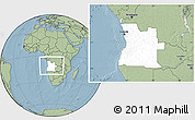 Blank Location Map of Angola, savanna style outside, hill shading outside
