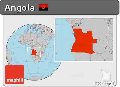 Gray Location Map of Angola