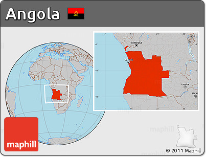 Gray Location Map of Angola
