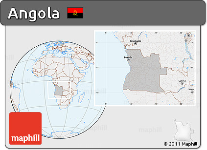 Gray Location Map of Angola, lighten