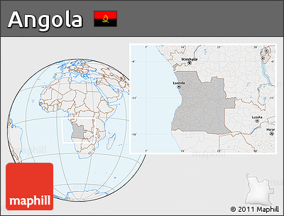 Gray Location Map of Angola, lighten