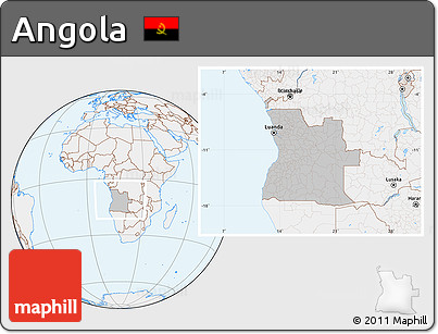 Gray Location Map of Angola, lighten