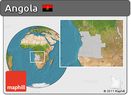 Gray Location Map of Angola, satellite outside