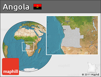 Gray Location Map of Angola, satellite outside
