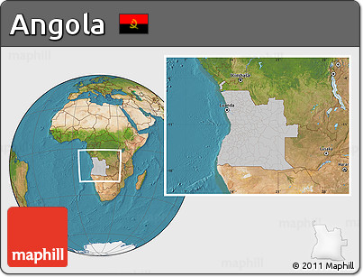 Gray Location Map of Angola, satellite outside