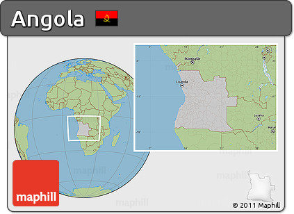 Gray Location Map of Angola, savanna style outside
