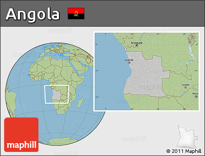 Gray Location Map of Angola, savanna style outside