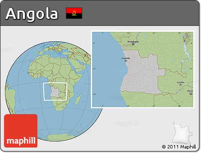 Gray Location Map of Angola, savanna style outside