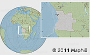 Gray Location Map of Angola, savanna style outside, hill shading outside
