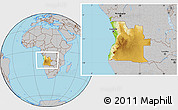 Physical Location Map of Angola, gray outside