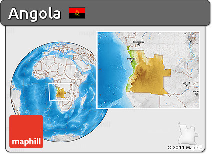 Physical Location Map of Angola, lighten, desaturated, land only