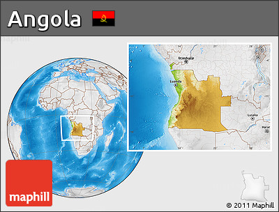 Physical Location Map of Angola, lighten, desaturated, land only