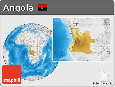 Physical Location Map of Angola, lighten, desaturated, land only