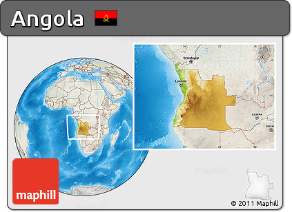 Physical Location Map of Angola, lighten, semi-desaturated, land only