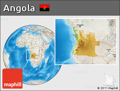 Physical Location Map of Angola, lighten, semi-desaturated, land only