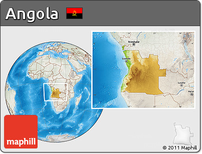 Physical Location Map of Angola, lighten, semi-desaturated, land only